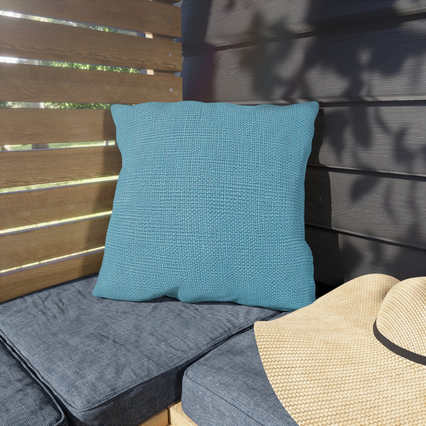 Bright Aqua Teal: Denim-Inspired Refreshing Blue Summer Fabric - Outdoor Pillows