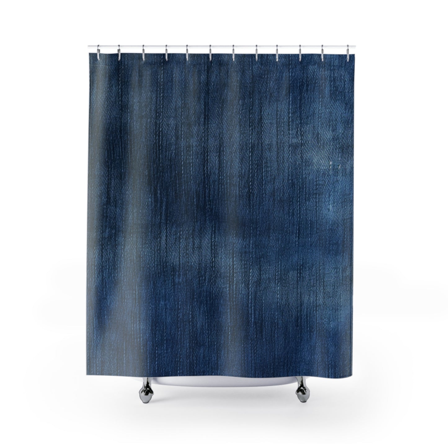 Indigo Splash: Washed Denim Reverie in Deep Blue - Shower Curtains