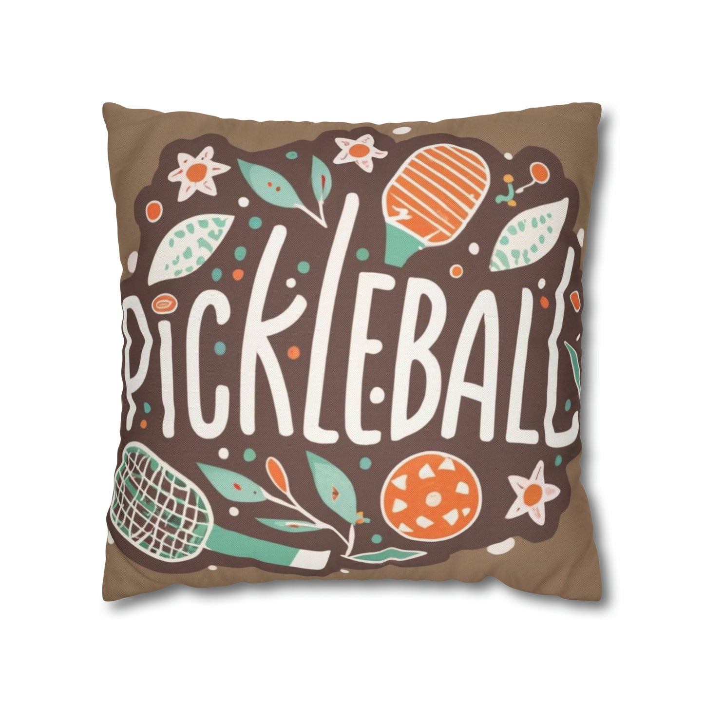 Pickleball Boho Graphic - Regalo deportivo - Funda de almohada cuadrada de poliéster hilado 