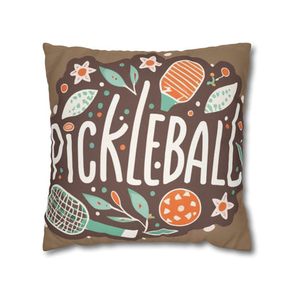 Pickleball Boho Graphic - Regalo deportivo - Funda de almohada cuadrada de poliéster hilado 