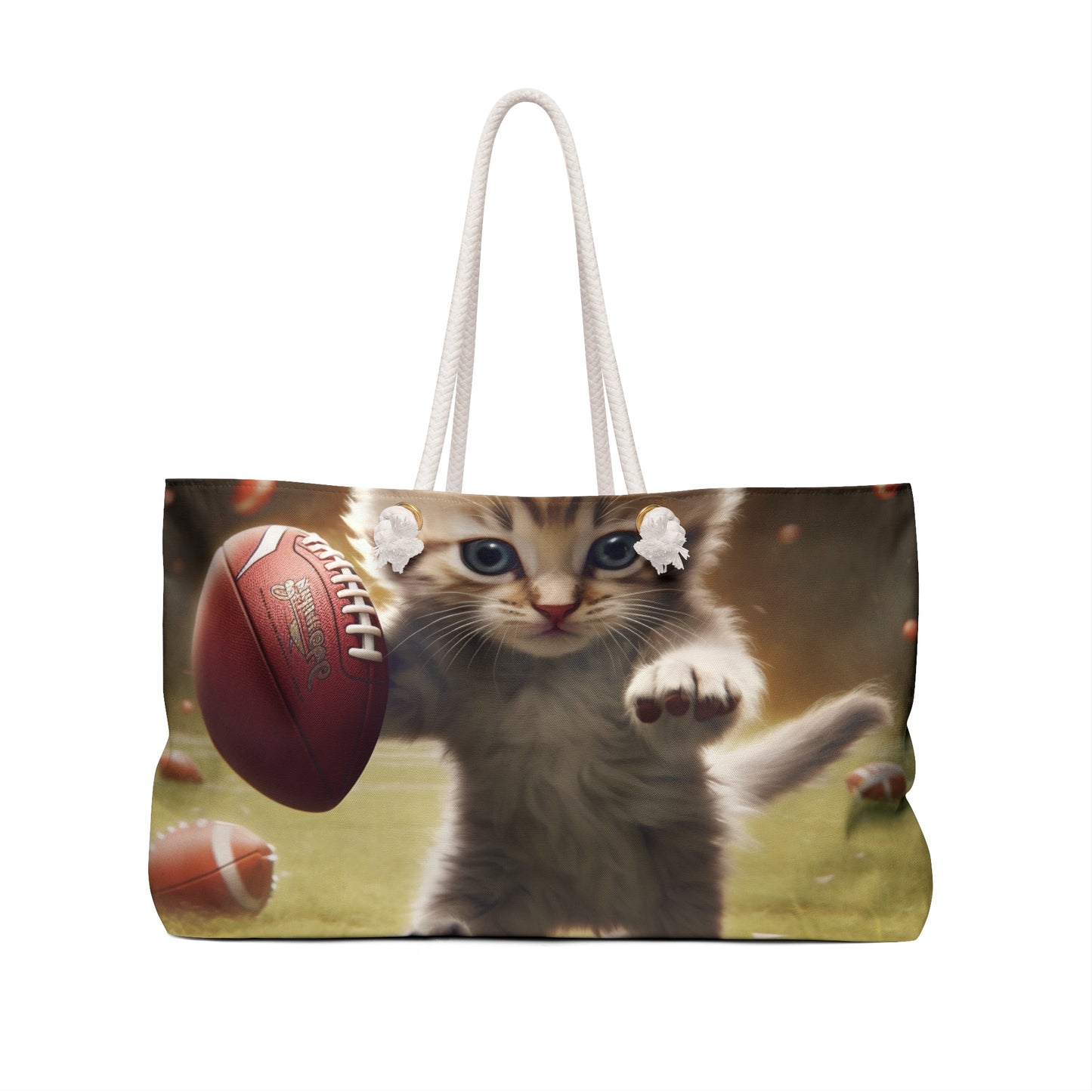 Football Kitty Fantasy: Feline Cat American Sport Quarterback - Weekender Bag