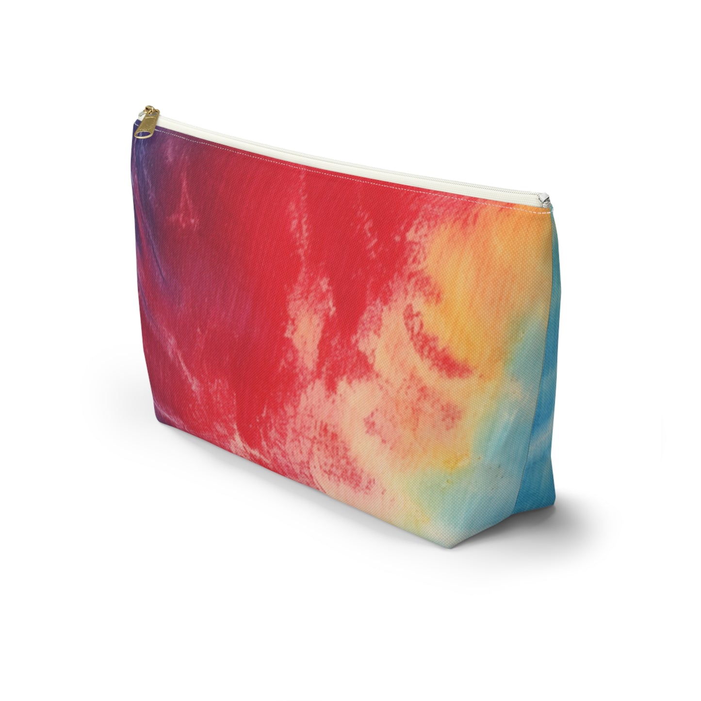 Rainbow Tie-Dye Denim: Vibrant Multi-Color, Fabric Design Spectacle - Accessory Pouch w T-bottom