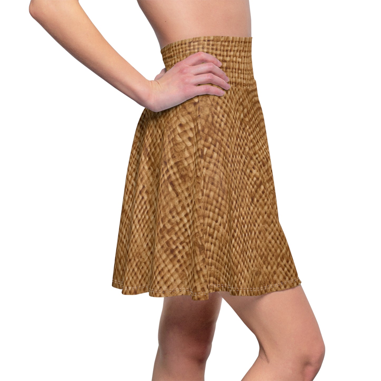 Brown Light Chocolate: Denim-Inspired Elegant Fabric - Women's Skater Skirt (AOP)