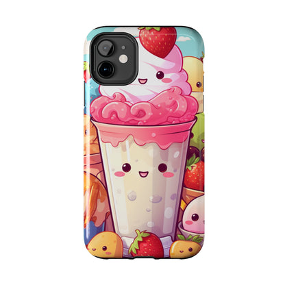 Strawberry Japan Milkshake - Kawaii Dessert Delight - Sweet Berry Anime Character - Tough Phone Cases