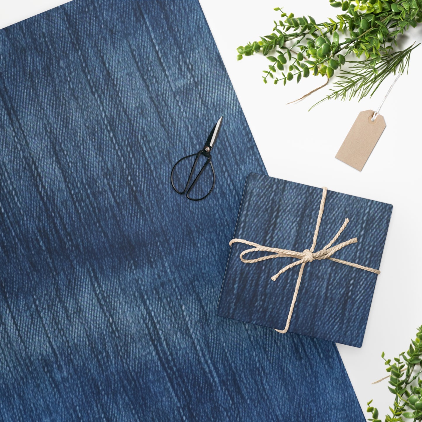 Indigo Splash: Washed Denim Reverie in Deep Blue - Wrapping Paper