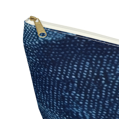 Dark Blue: Distressed Denim-Inspired Fabric Design - Accessory Pouch w T-bottom