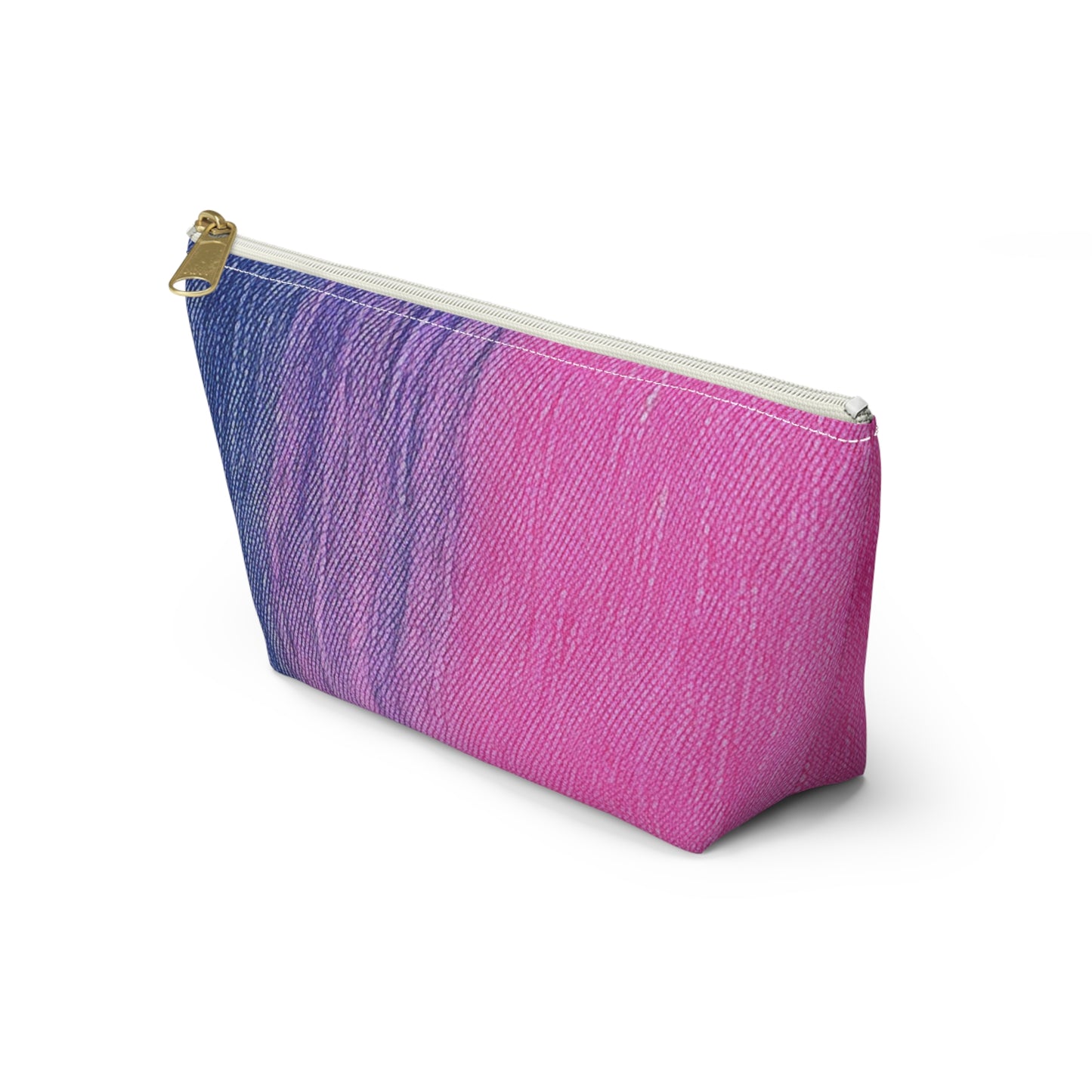 Dual Delight: Half-and-Half Pink & Blue Denim Daydream - Accessory Pouch w T-bottom