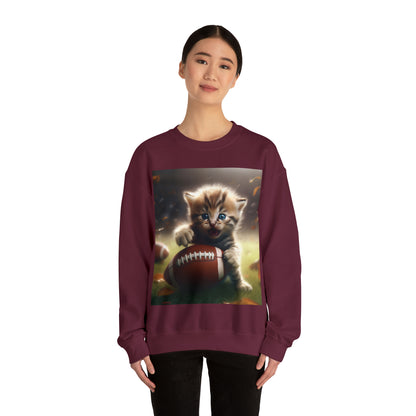 Football Kitten Touchdown: Tabby's Winning Play Sport Game - Unisex Heavy Blend™ Crewneck Sweatshirt