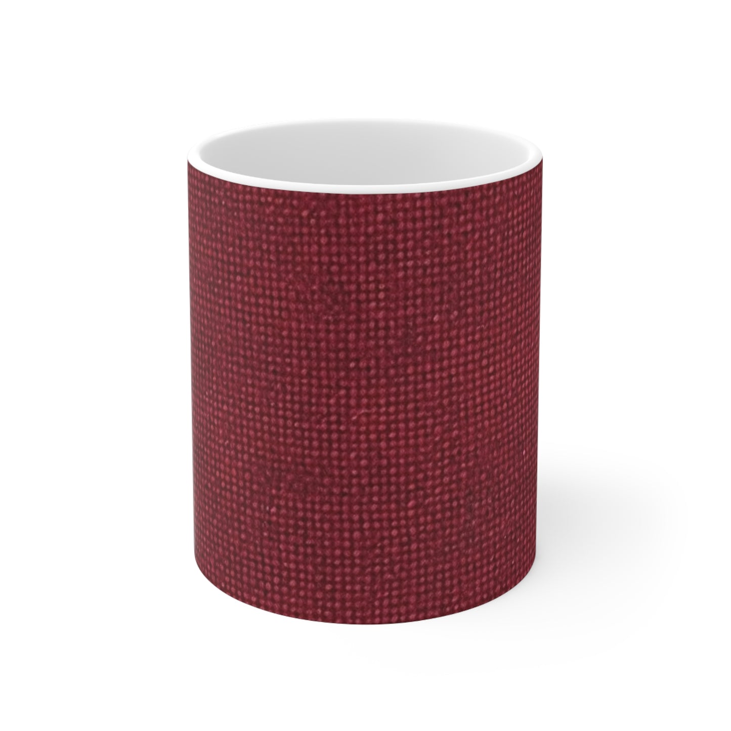 Seamless Texture - Maroon/Burgundy Denim-Inspired Fabric - Ceramic Mug 11oz