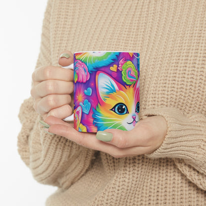 Happy Kitten & Cat Design - Vivid, Colorful & Eye-Catching - Ceramic Mug 11oz