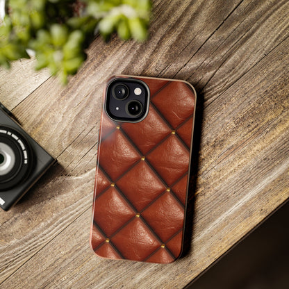 Brown Leather Cognac Pattern Rugged Durable Design Style - Tough Phone Cases