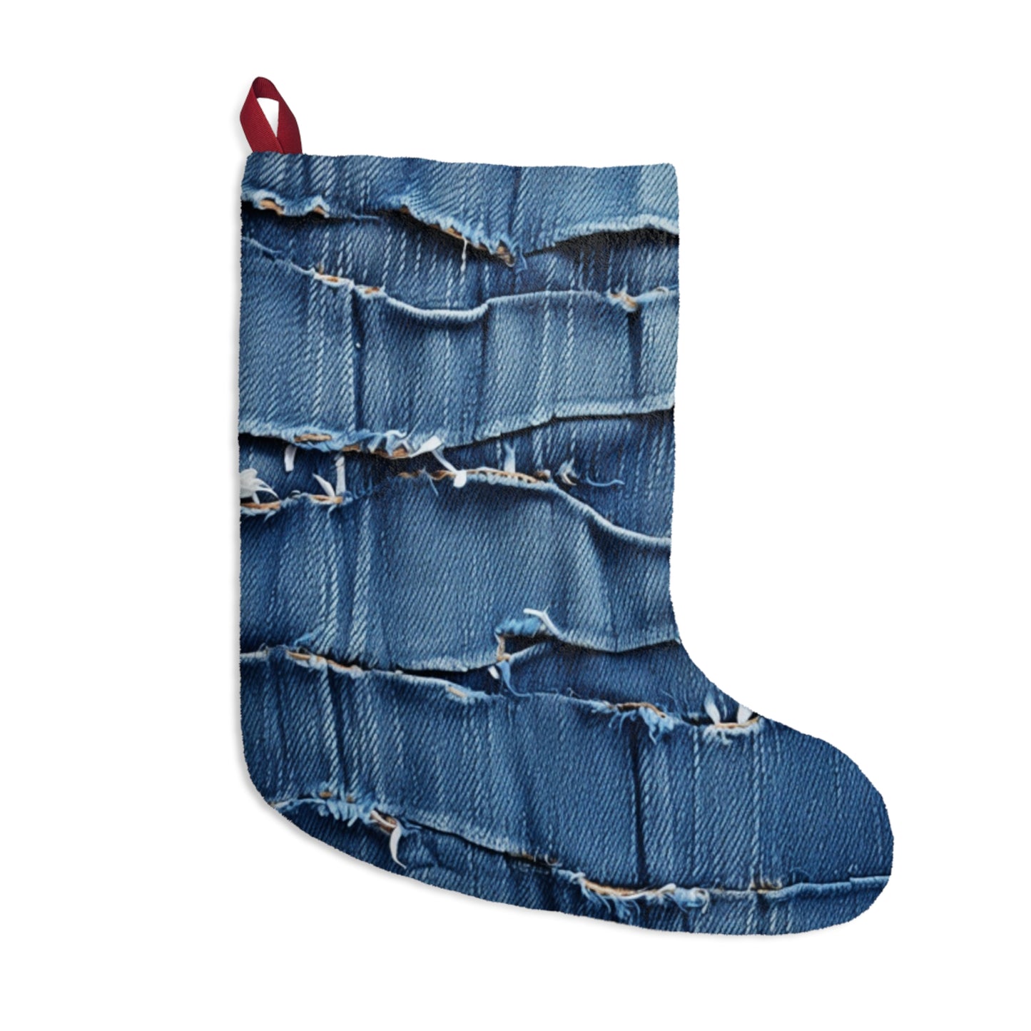 Denim desgastado azul medianoche: diseño resistente, rasgado y elegante - Medias navideñas 