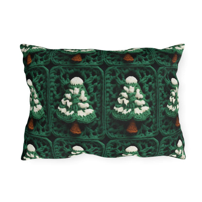 Evergreen Christmas Trees Crochet, Festive Pine Tree Holiday Craft, Yuletide Forest, Winter - Outdoor Pillows