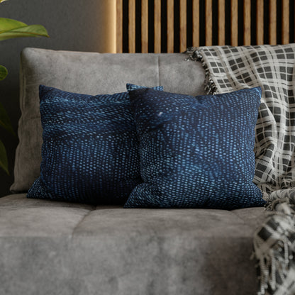 Dark Blue: Distressed Denim-Inspired Fabric Design - Spun Polyester Square Pillow Case