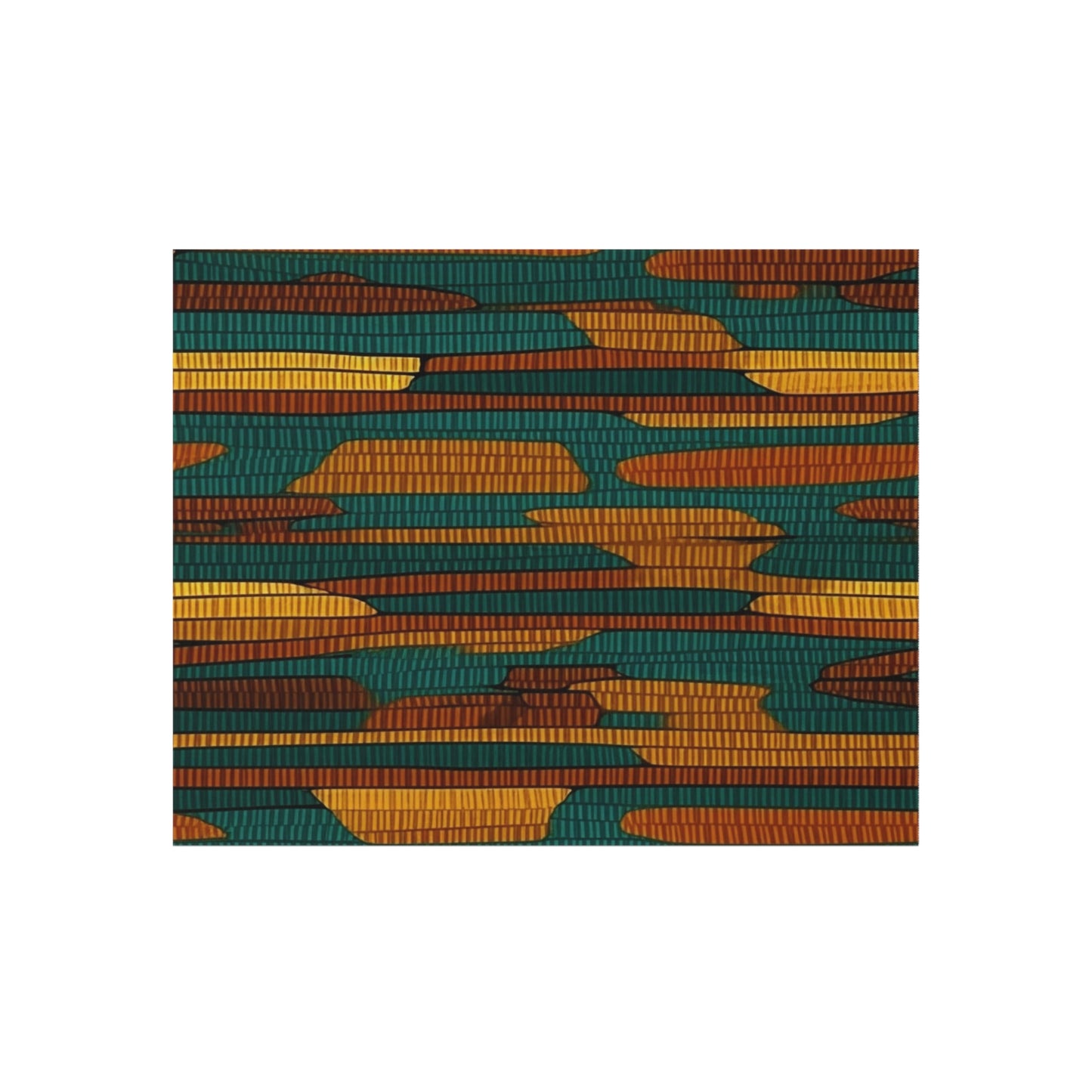 Teal & Dark Yellow Maya 1990's Style Textile Pattern - Intricate, Texture-Rich Art - Outdoor Rug