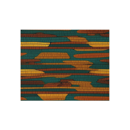 Teal & Dark Yellow Maya 1990's Style Textile Pattern - Intricate, Texture-Rich Art - Outdoor Rug