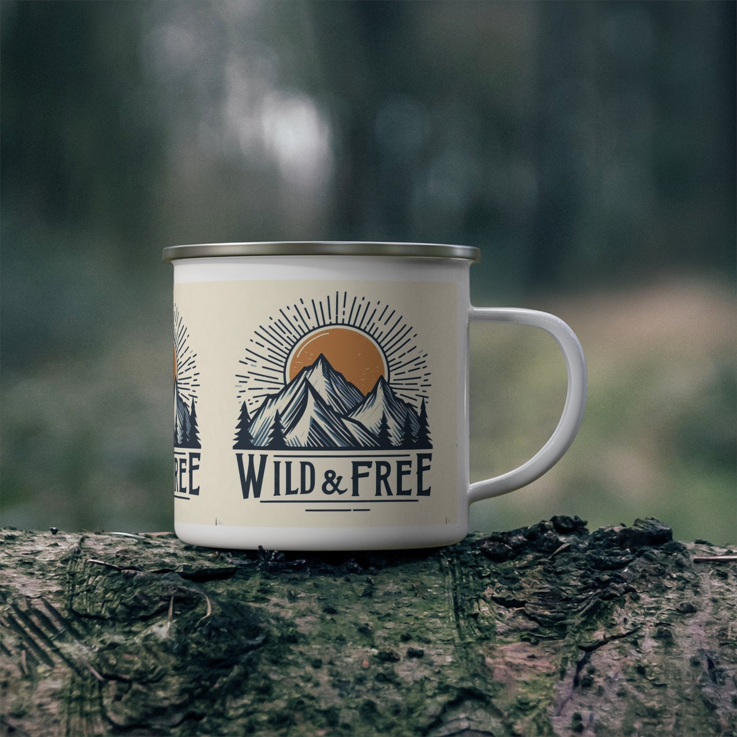 Wild and Free - Outdoor Adventure - Enamel Camping Mug