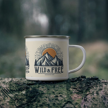 Wild and Free - Outdoor Adventure - Enamel Camping Mug