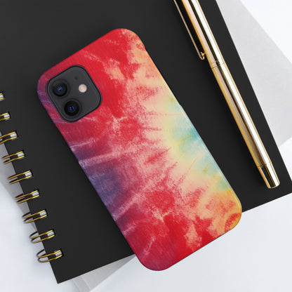 Rainbow Tie-Dye Denim: Vibrant Multi-Color, Fabric Design Spectacle - Tough Phone Cases