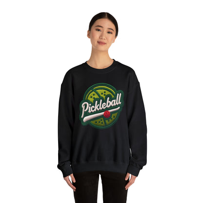 Bordado deportivo Pickleball - Insignia de parche de chenilla - Sudadera unisex con cuello redondo Heavy Blend™