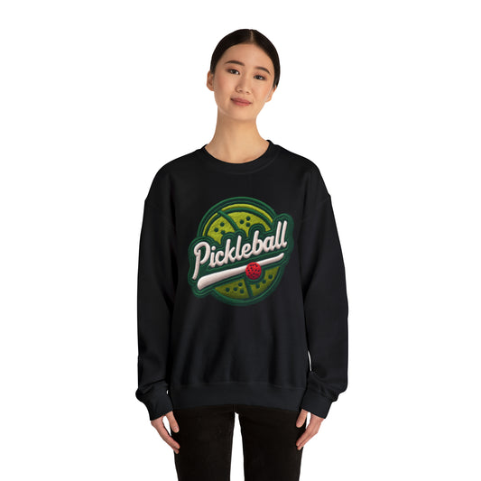 Pickleball Sport Embroider - Chenille Patch Badge - Unisex Heavy Blend™ Crewneck Sweatshirt