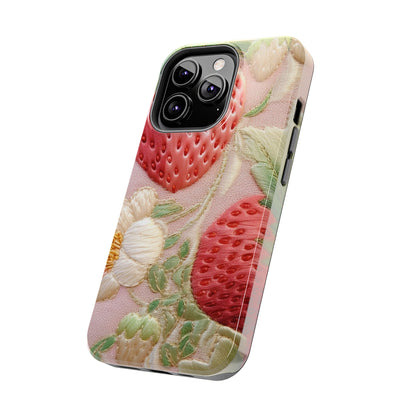 Red Berry Strawberries - Embroid Fruit - Healthy Crop Feast Food Design - Tough Phone Cases