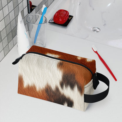 Hair Cowhide Leather Natural Design Tough Durable Rugged Style - Toiletry Bag