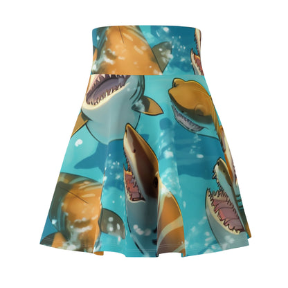 Tiger Shark: Ocean Marine Wildlife - Underwater - Women's Skater Skirt (AOP)