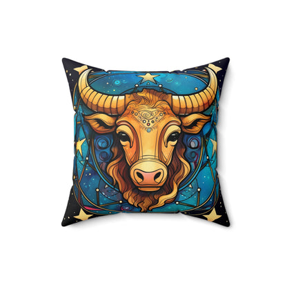 Taurus Constellation Zodiac Sign Astrology Cosmic Art - Spun Polyester Square Pillow