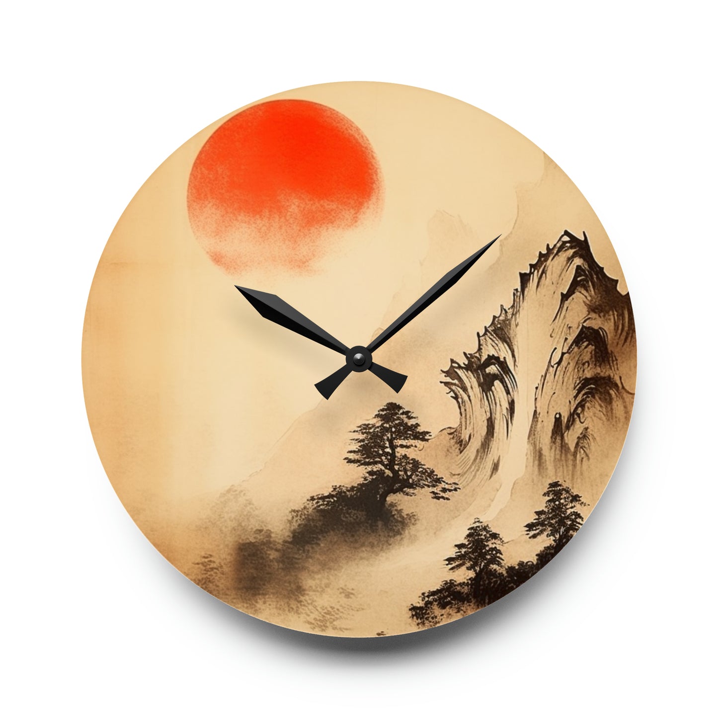 Japanese Mountain Sun Acrylic Wall Clock