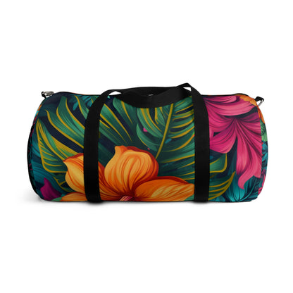 Vibrant Hawaiian-Inspired Tropical Floral Pattern Design Duffel Bag