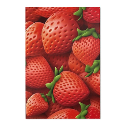 Garden Strawberries- Wild Sweet Gourmet - Farm Growing Ripe Red Fruit -Area Rugs