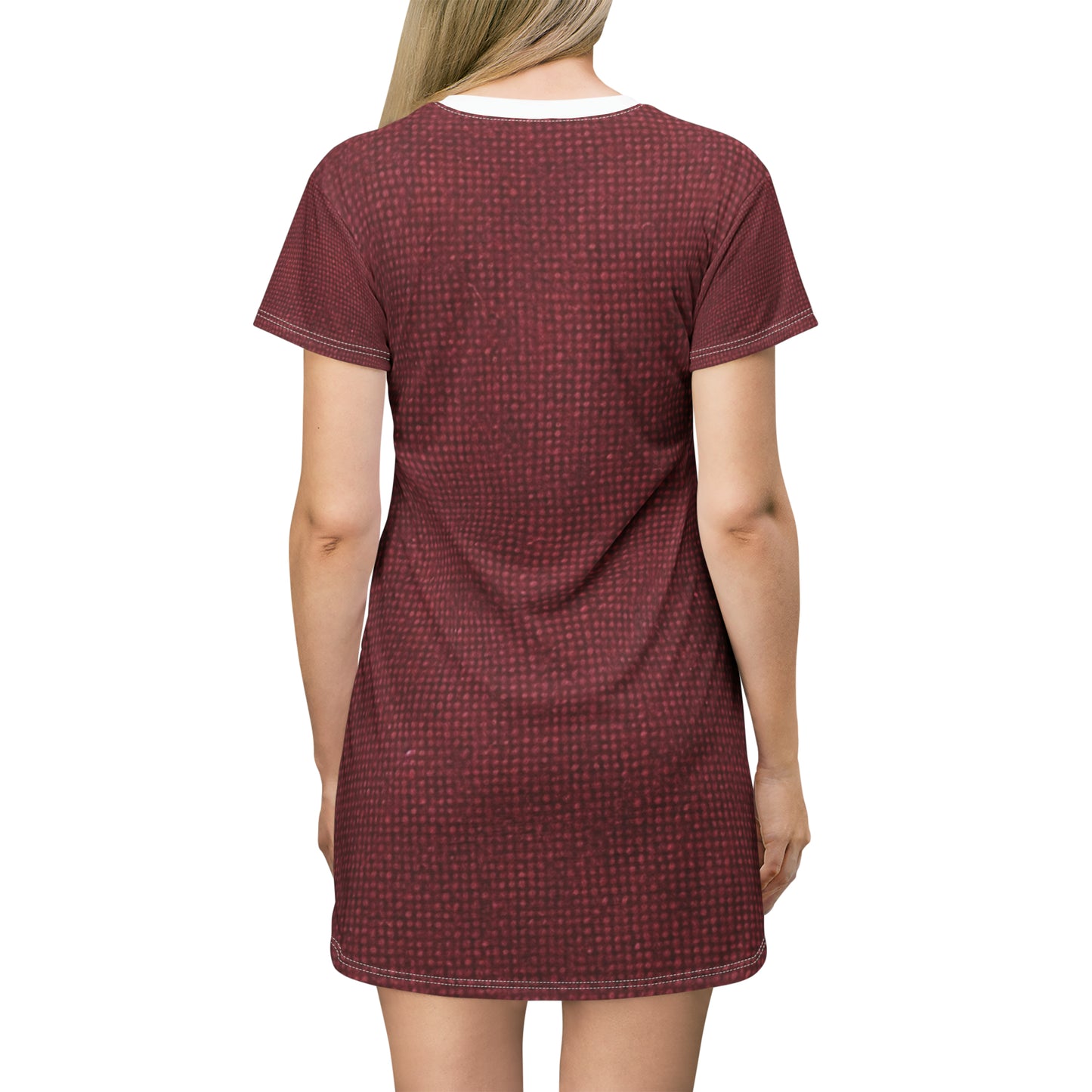 Seamless Texture - Maroon/Burgundy Denim-Inspired Fabric - T-Shirt Dress (AOP)