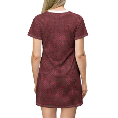 Seamless Texture - Maroon/Burgundy Denim-Inspired Fabric - T-Shirt Dress (AOP)