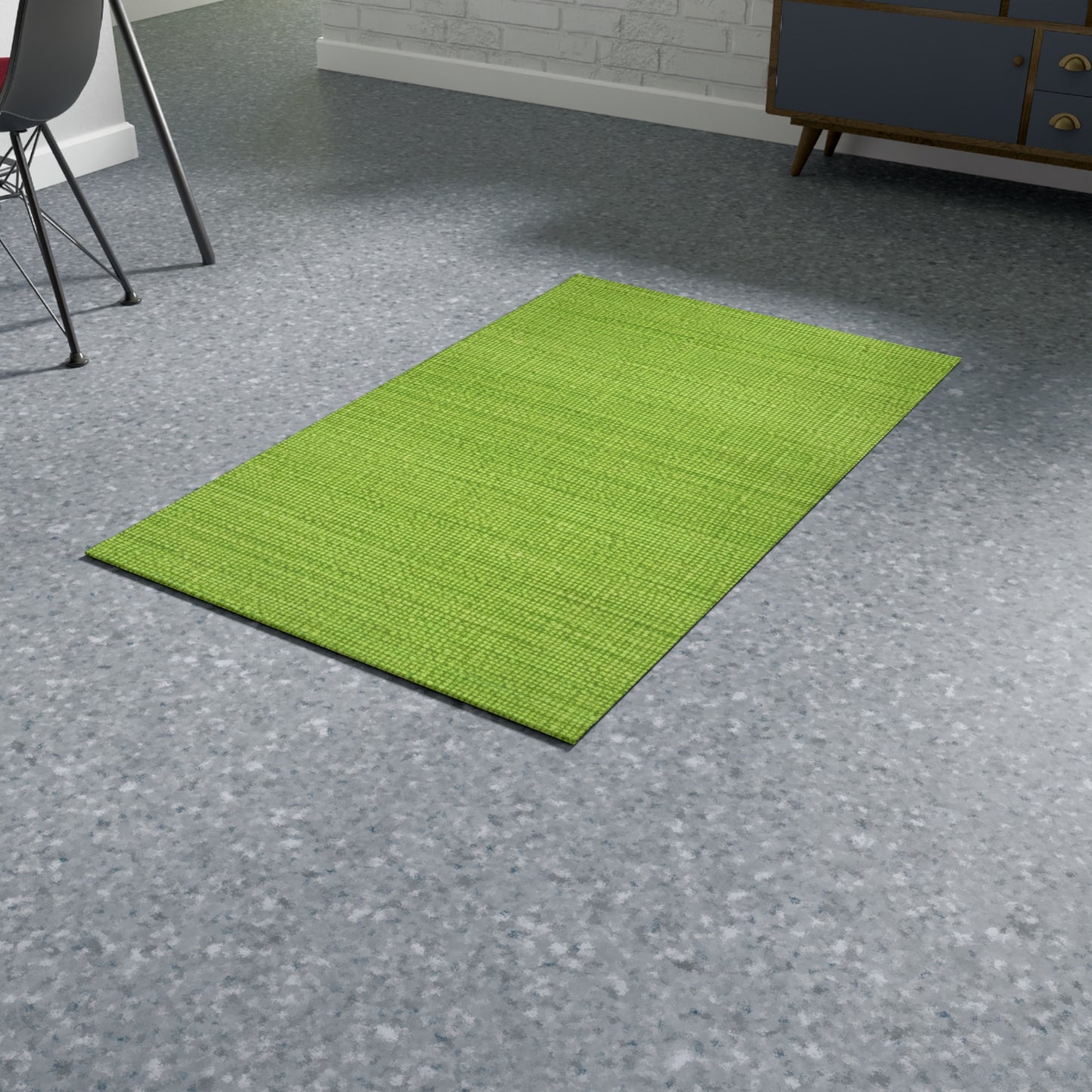 Lush Grass Neon Green: Denim-Inspired, Springtime Fabric Style - Dobby Rug