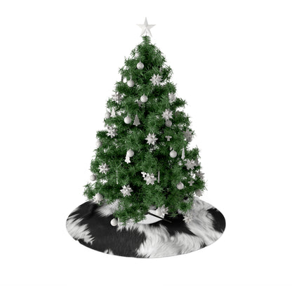 Cowhide on Hair Leather - Black and White - Designer Style - Christmas Tree Skirts