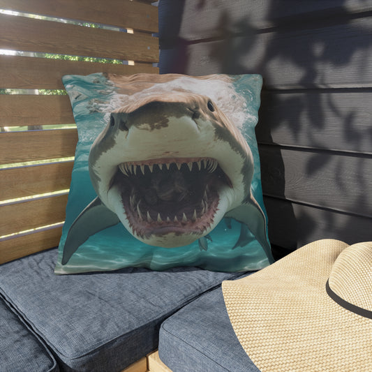 Bull Shark: River Monster Menace - Realistic Dark Water Predator - Outdoor Pillows