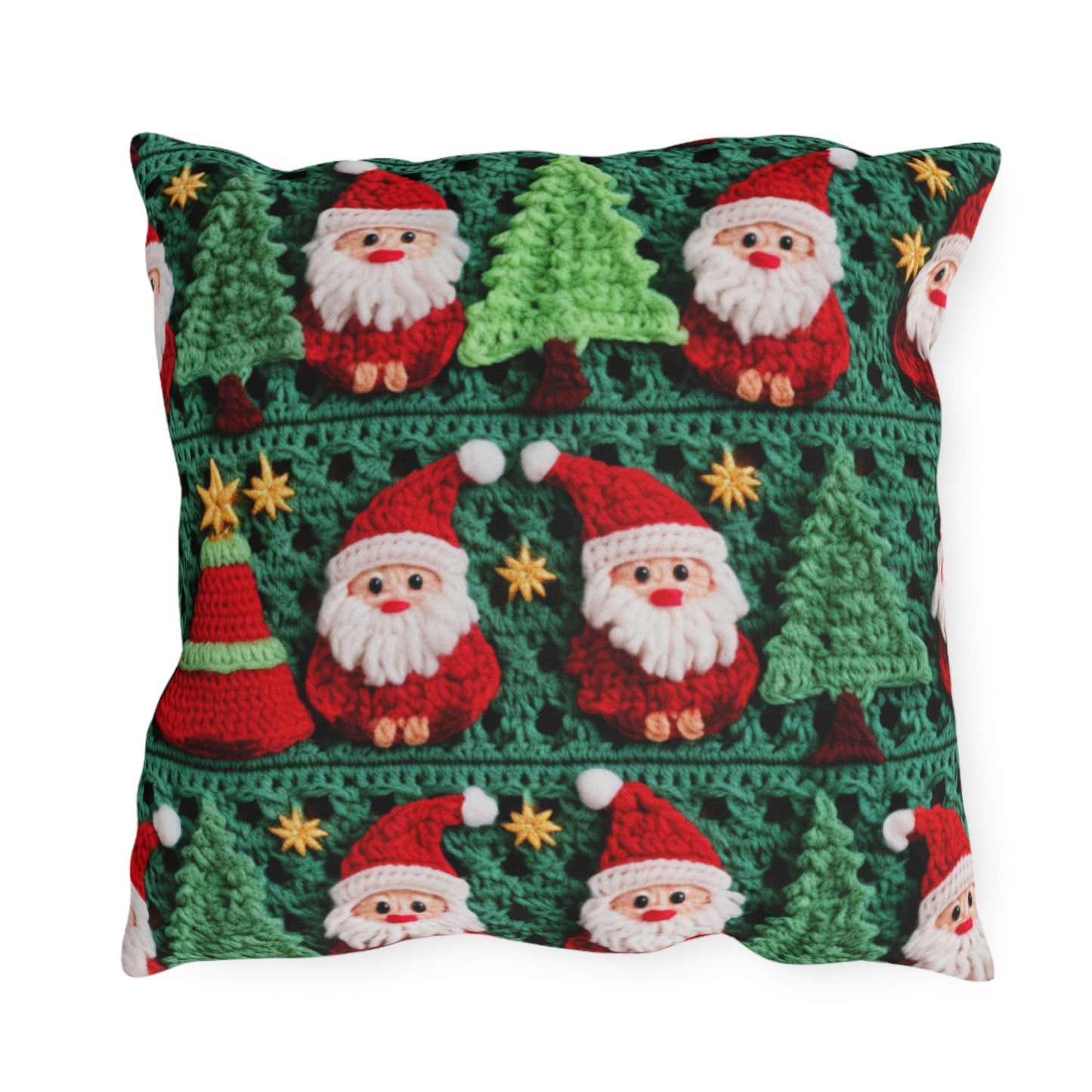 Santa Claus Crochet Pattern, Christmas Design, Festive Holiday Decor, Father Christmas Motif. Perfect for Yuletide Celebration - Outdoor Pillows