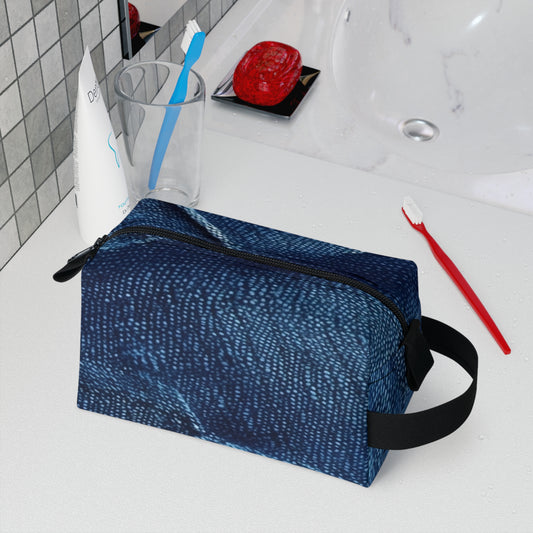 Dark Blue: Distressed Denim-Inspired Fabric Design - Toiletry Bag