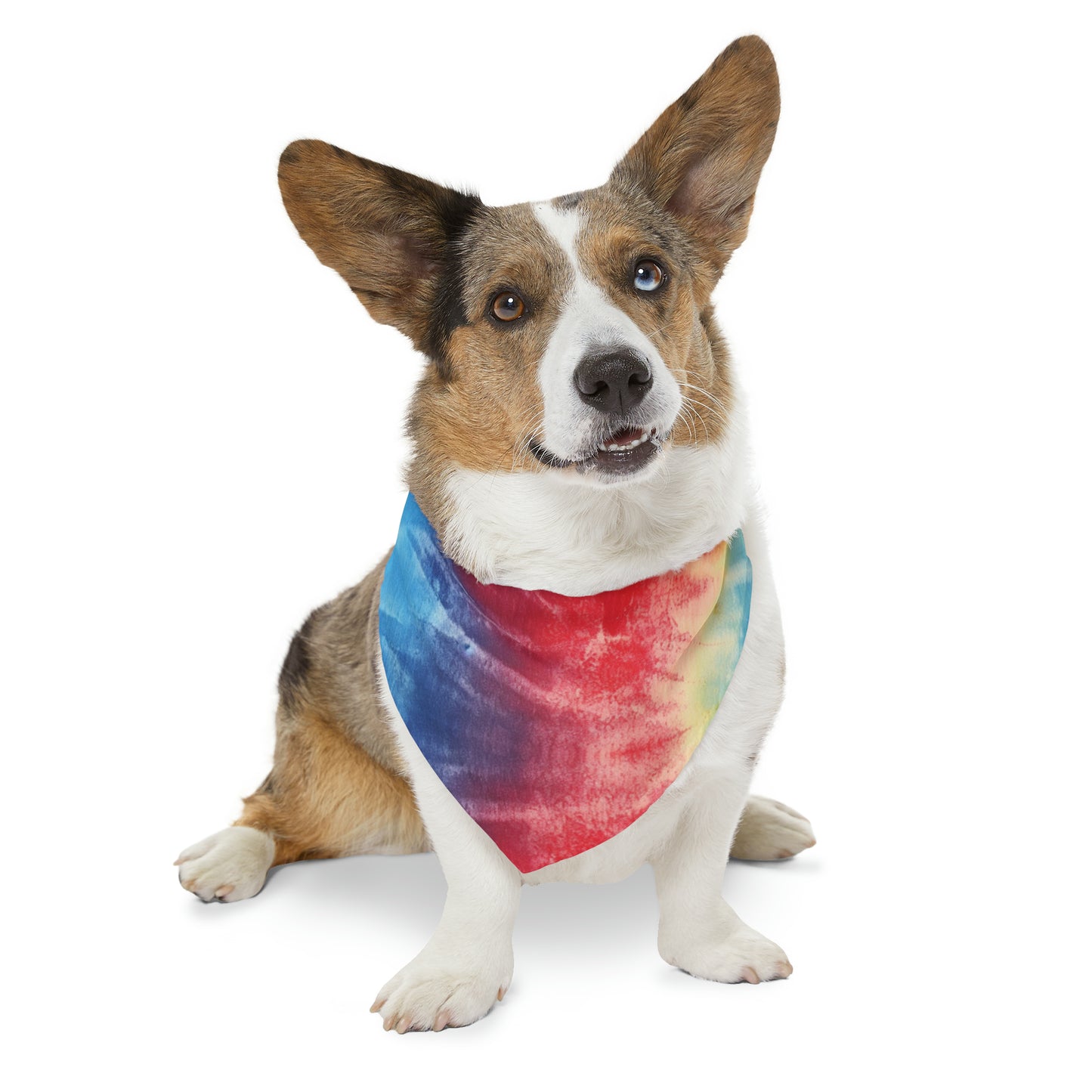 Rainbow Tie-Dye Denim: Vibrant Multi-Color, Fabric Design Spectacle - Dog & Pet Bandana Collar