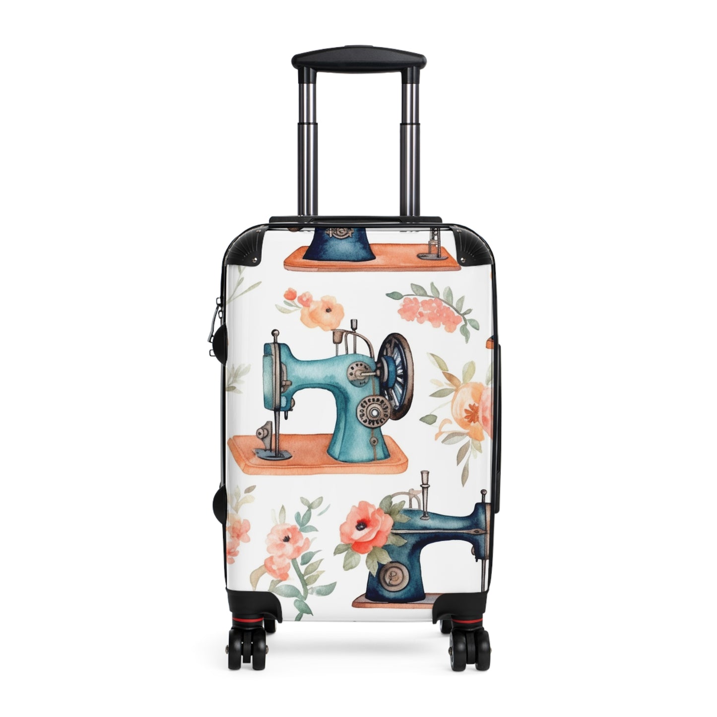 Watercolor Sewing Machines & Floral Bouquets: Antique Feminine Minimalist Styling - Suitcase