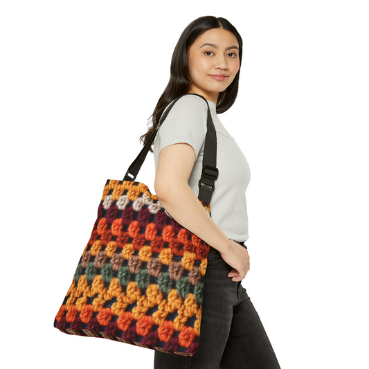 Crochet Thanksgiving Fall: Classic Fashion Colors for Seasonal Look - Adjustable Tote Bag (AOP)