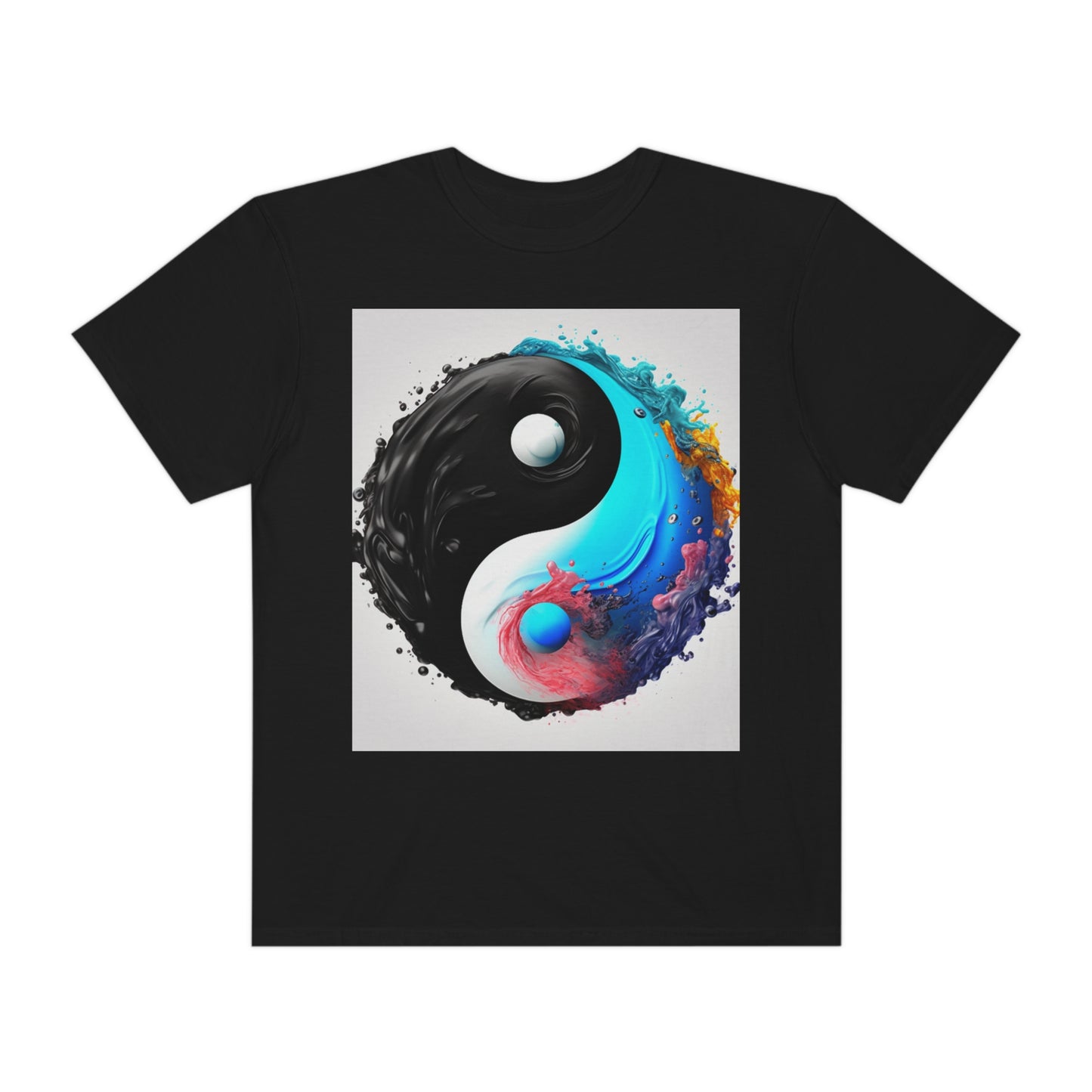 Yin Yang Symbol, Colorful Paint Style - Artistic Decor - Unisex Garment-Dyed T-shirt