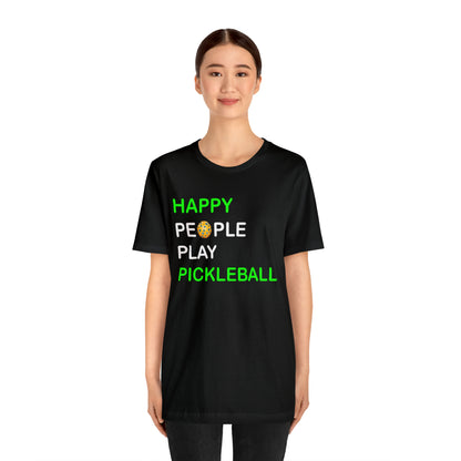 Happy People Play Pickleball Sport Game Doubles Graphic - Unisex Jersey Short Sleeve Tee