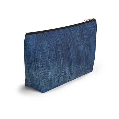 Indigo Splash: Washed Denim Reverie in Deep Blue - Accessory Pouch w T-bottom