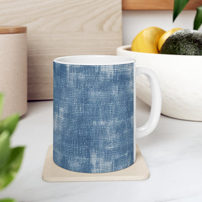 Faded Blue Washed-Out: Denim-Inspired, Style Fabric - Ceramic Mug 11oz