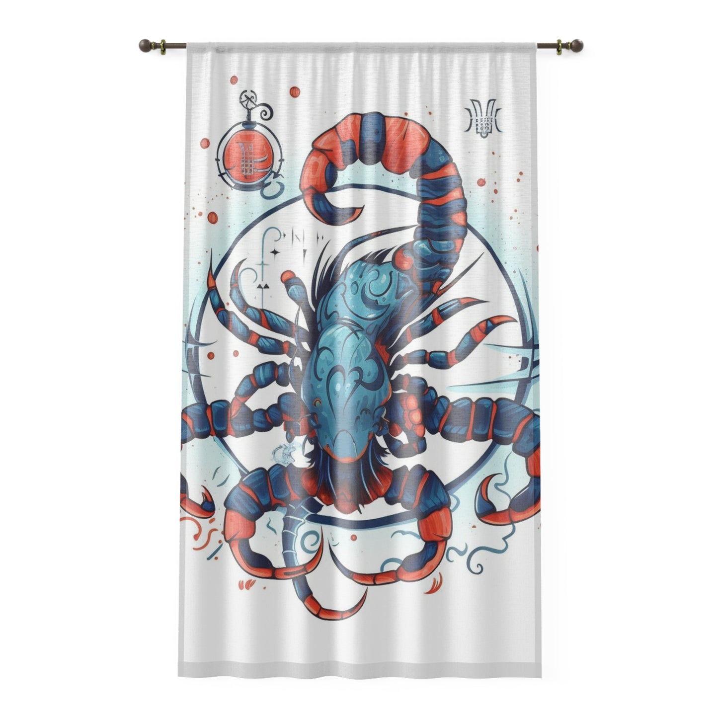 Cute Scorpio Zodiac Sign - Big Claws, Long Tail Cosmic Astrology Symbol - Window Curtain