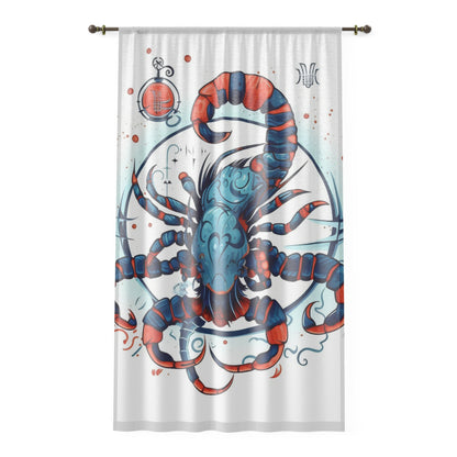 Cute Scorpio Zodiac Sign - Big Claws, Long Tail Cosmic Astrology Symbol - Window Curtain