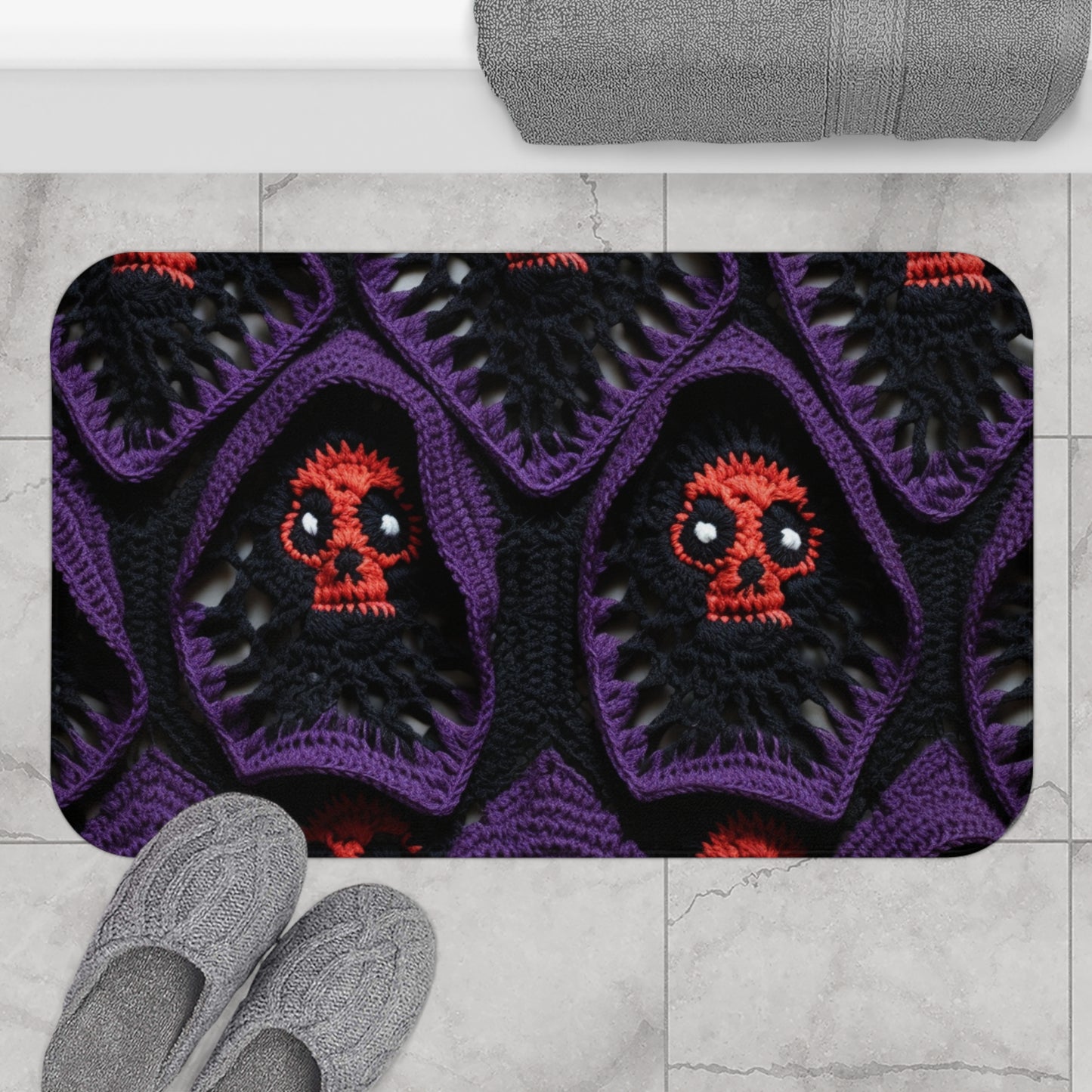 Grim Reaper Crochet Halloween Susto Susto Ghoul Fantasía Horror - Alfombra de baño