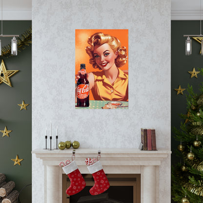 Retro Pop Art Cola Drink Style Vintage Soda Advertisement - Premium Matte Vertical Posters